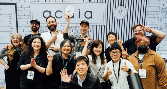 The Acaia Team pictured with the Astra's Best New Product Award 