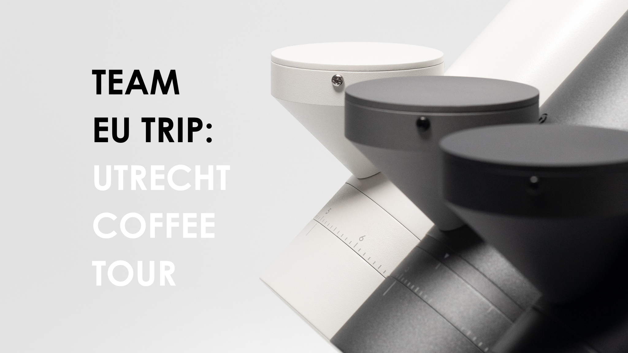 Text saying 'Team EU Trip: Utrecht Coffee Tour" against a gray background with three Orbits of different colors to the side