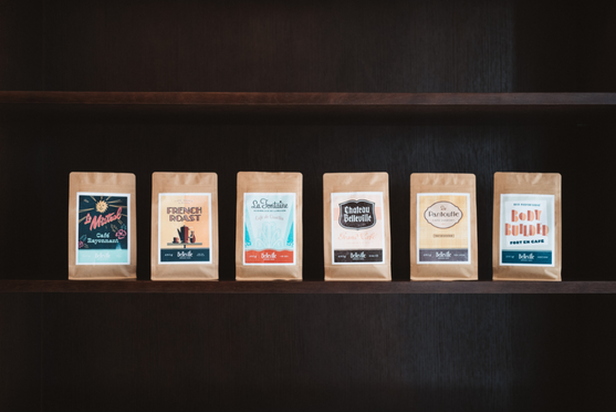 A line up of the coffee bags on offer at Belleville.