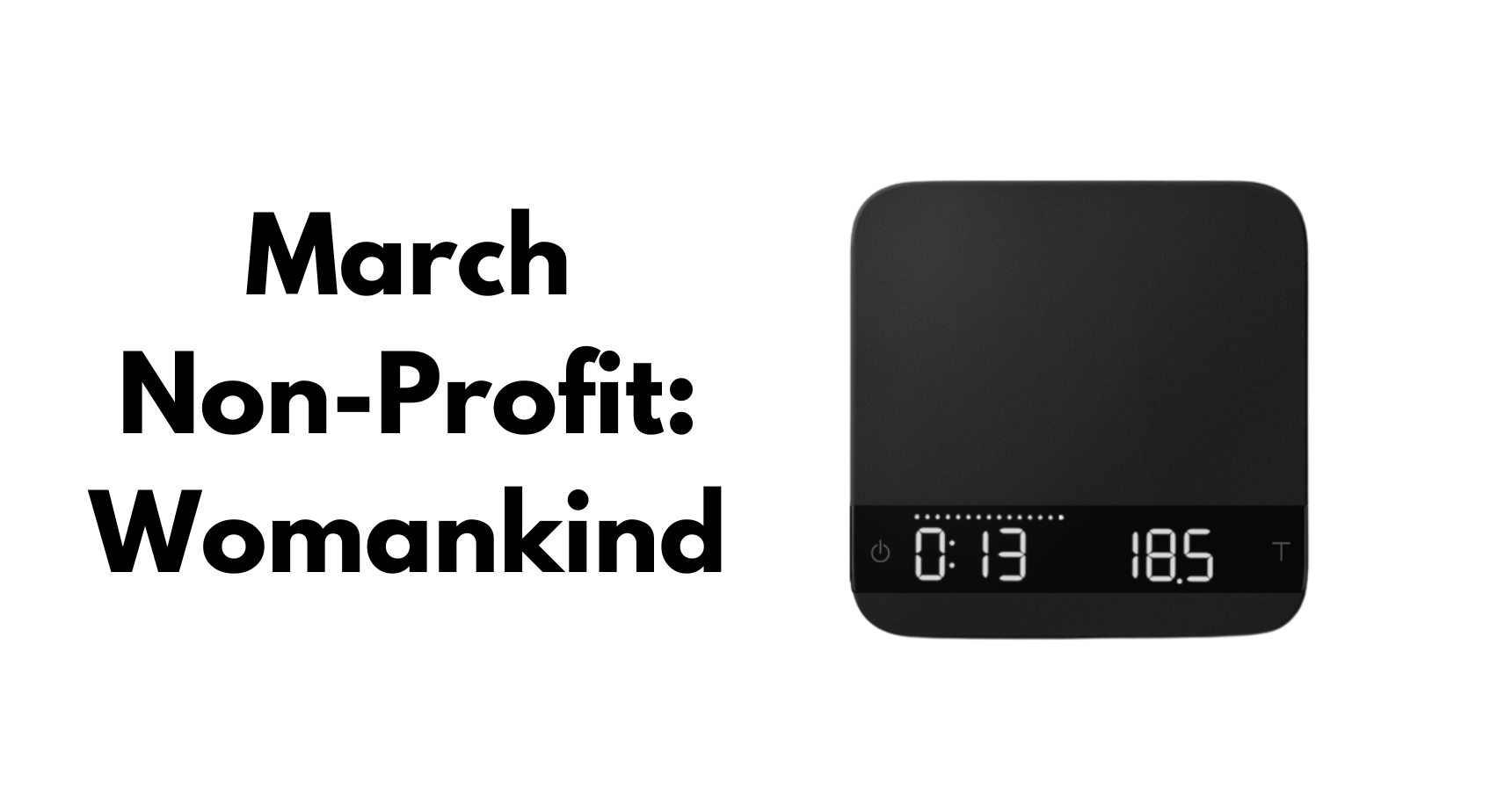 Text saying "March Non-Profit: Womankind" against a white background beside a Lunar 2021 in black