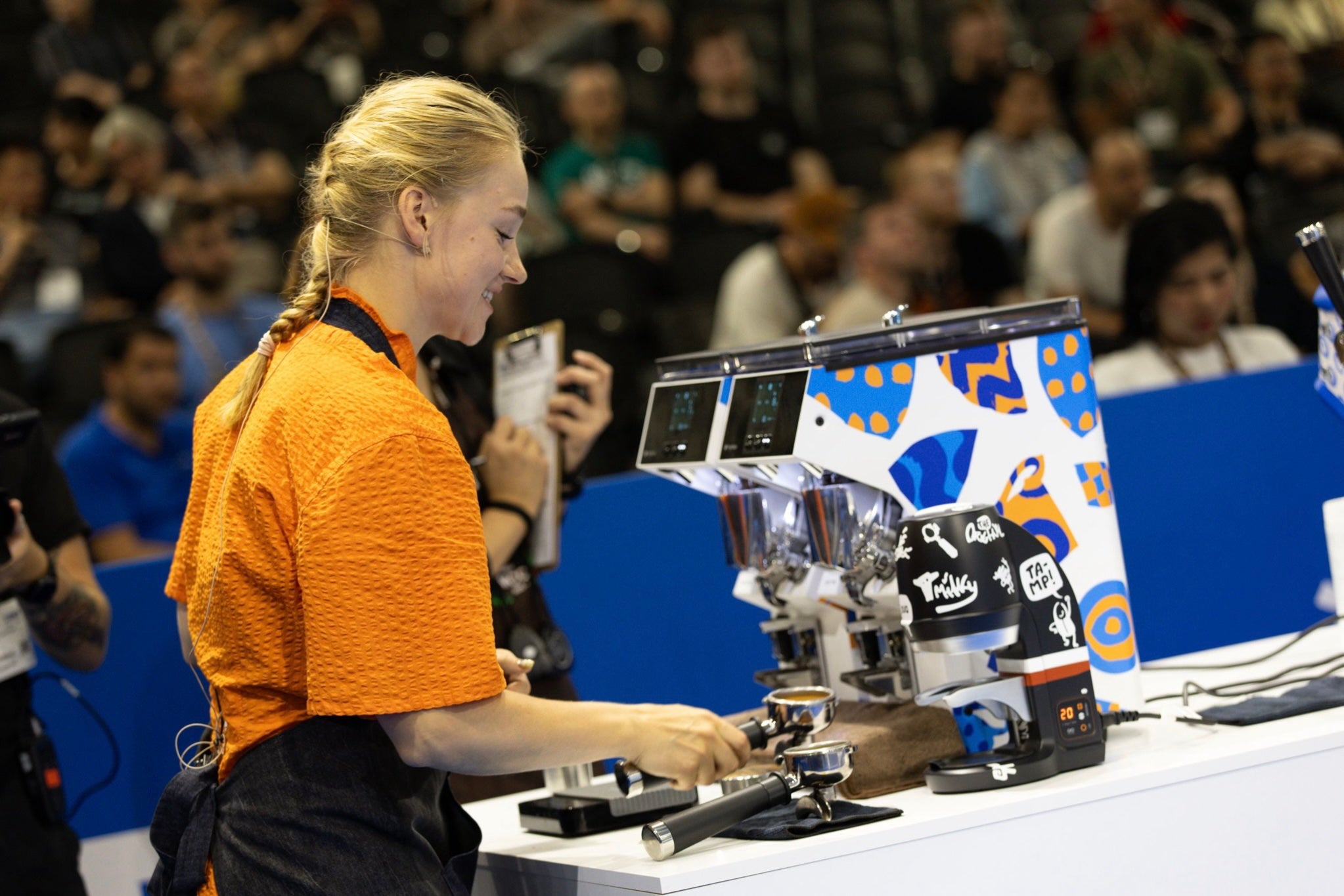 Dominika performing in the 2024 Polish Barista Championship